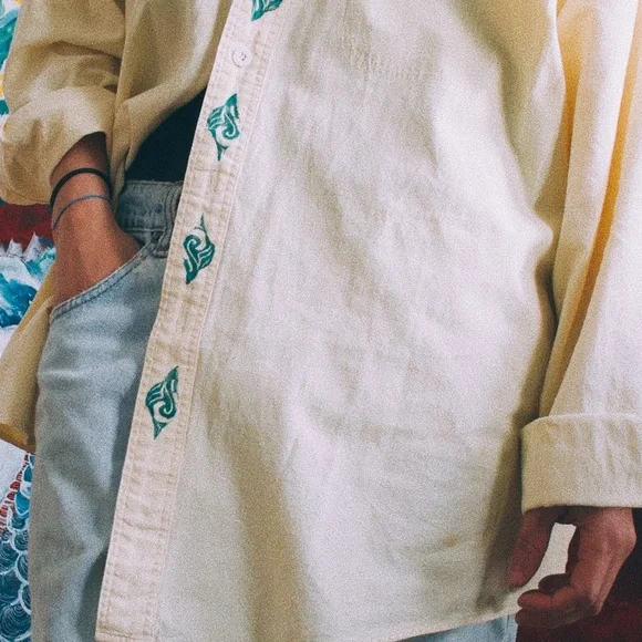 Printed Yellow Buttonup - Picture 2 of 4